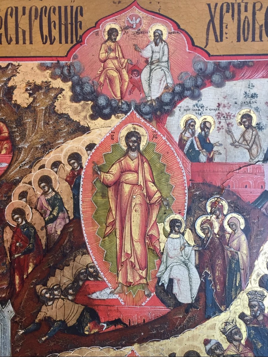 Icône De Pâques, Russie 19e Siècle / Icon / Orthodoxe / Icon / Résurrection Christ-photo-2