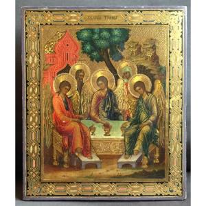 Icône Russe De La Trinité, Ecole De Moscou 19e Siècle / Russie Orthodoxe / Icone / Icon 