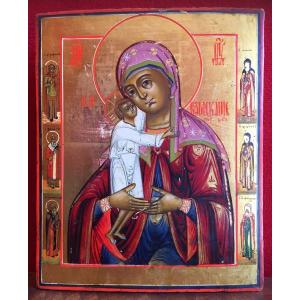 Icône De La Vierge à l'Enfant, Russie 19e / Orthodoxe /  Marie / Mère de Dieu / Icon / Jesus /  Christ