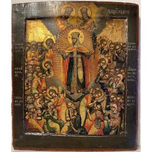 Icône De La Vierge De La Protection, Russie vers 1700 / Ecole de Iaroslavl / Icon