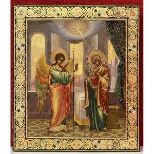 Exceptional Icon Of The Annunciation Having Belonged To A Holy Russian Orthodox Bishop, Executed Then Canonized, 19th Century / Icone / Icône