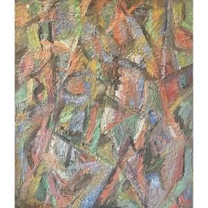 David Lan-bar (1912-1987), Composition Abstraite, Huile Sur Toile, Signée et Datée 1969 / Abstraction / Lan Bar / Lanbar / Ecole de Paris / Art moderne contemporain