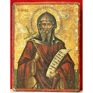 Icon Of Saint Anthony The Great, Greece 17th Century / Orthodox