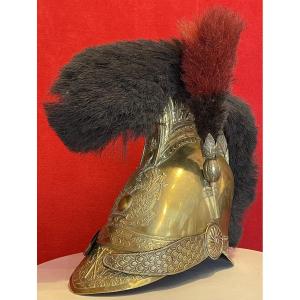 Casque d'Officier de Pompier Modèle 1821, Complet de son Rare Intérieur d'Origine