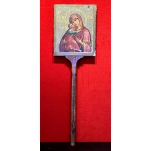 Double-sided Processional Icon Of The Virgin And Saint Nicholas, Russia, 19th Century