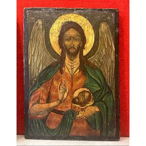 Icône de Saint Jean-Baptiste Ange du Désert, Grèce 18e Siècle