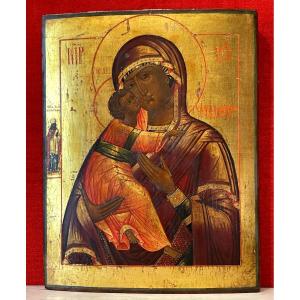 Grande Icône de la Vierge de Vladimir, Russie 18e Siècle, Ecole des Vieux Croyants