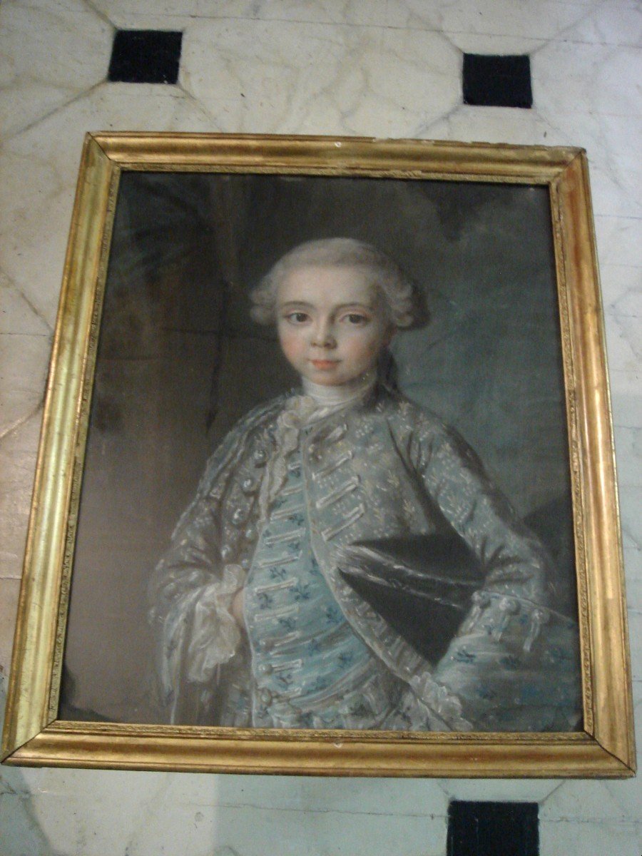 Pastel Portrait Of A Child By Louis Stanislas Xavier, Count Of Provence Then Young Boy --photo-2