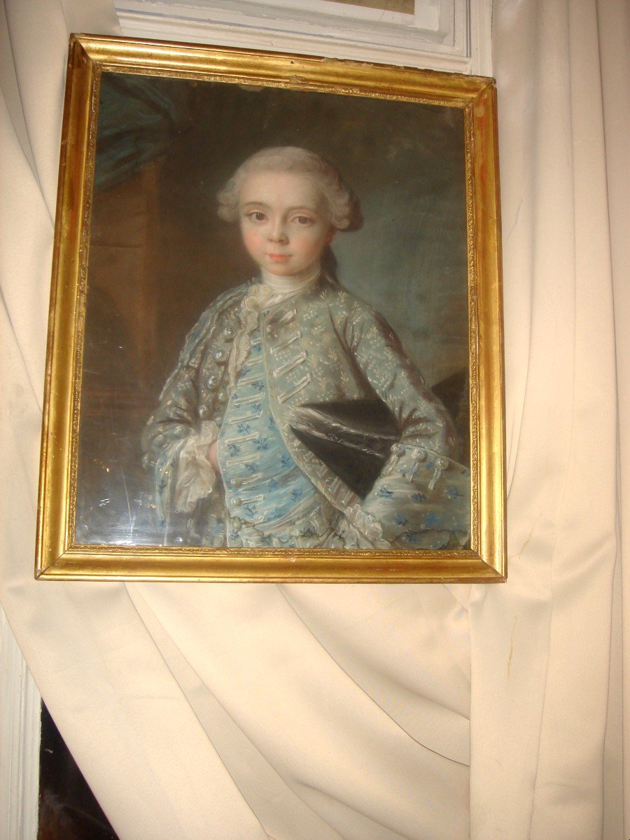 Pastel Portrait Of A Child By Louis Stanislas Xavier, Count Of Provence Then Young Boy --photo-3