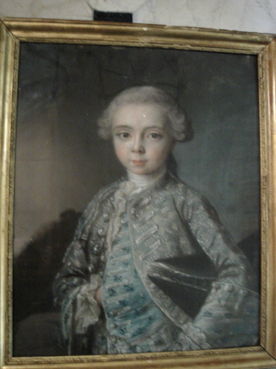 Pastel Portrait Of A Child By Louis Stanislas Xavier, Count Of Provence Then Young Boy -