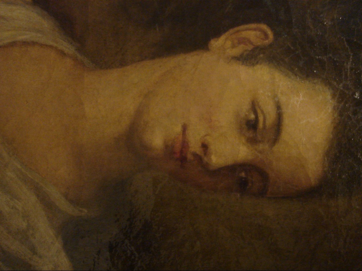 Portrait Ovale H/t De Jeune Femme Fin XVIIIe-photo-3