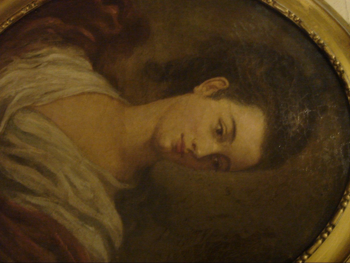 Portrait Ovale H/t De Jeune Femme Fin XVIIIe-photo-7