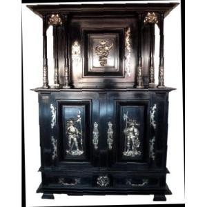 Cabinet Walnut Blackened In The Mouvance From Charles-guillaume Diehl