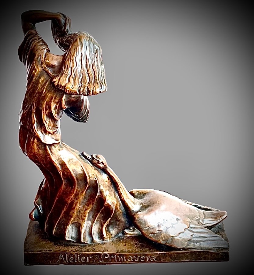 Bronze Abel Philippe "leda And The Swan"-photo-3