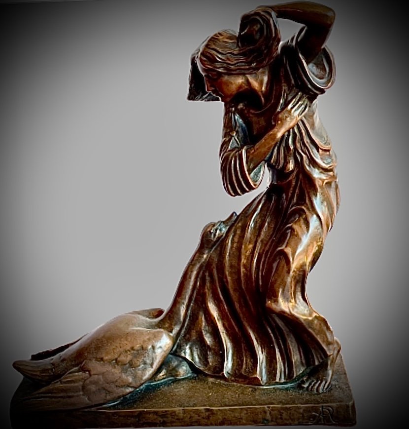 Bronze Abel Philippe "leda And The Swan"