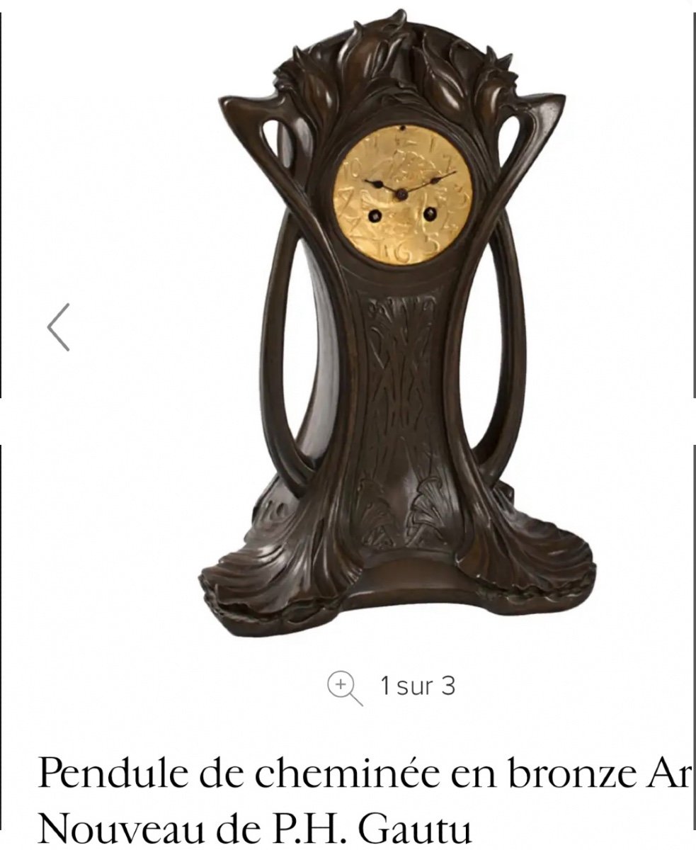 Importante Pendule Art Nouveau En Bronze Doré -photo-3