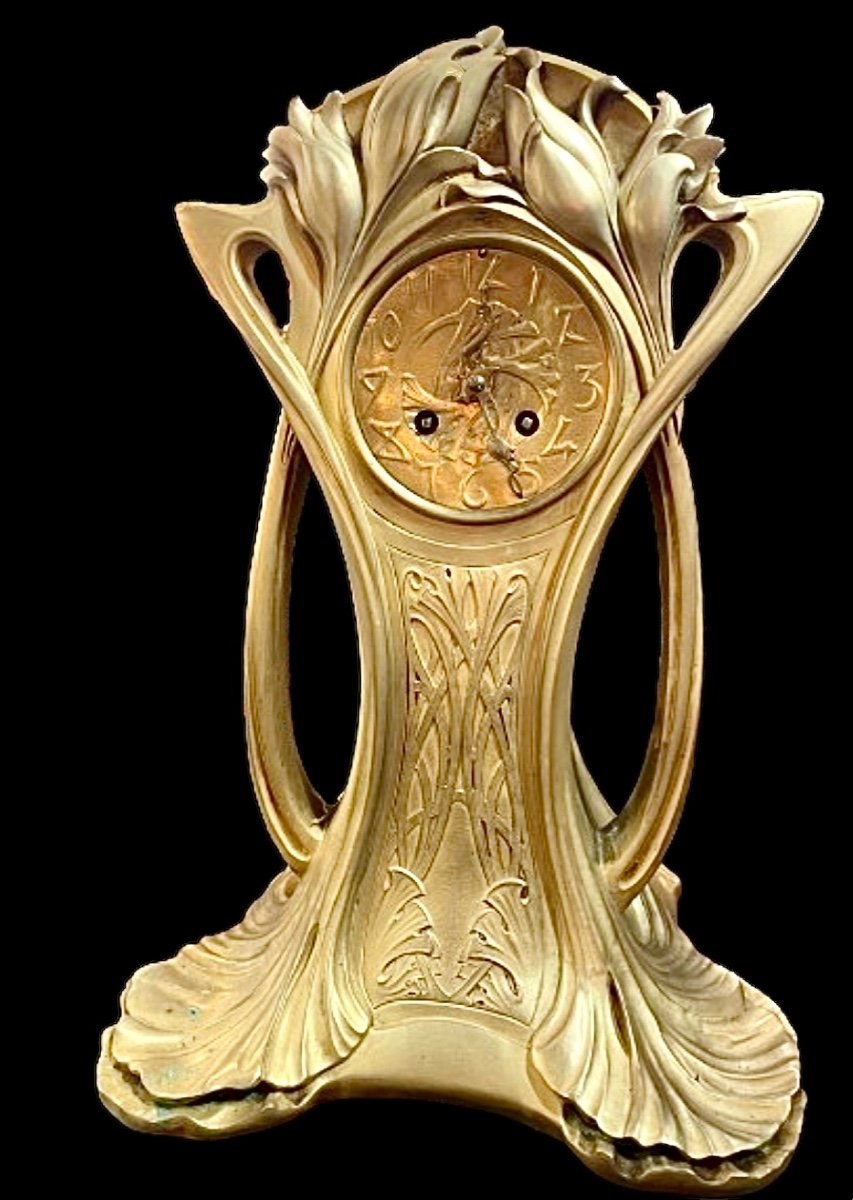 Importante Pendule Art Nouveau En Bronze Doré 