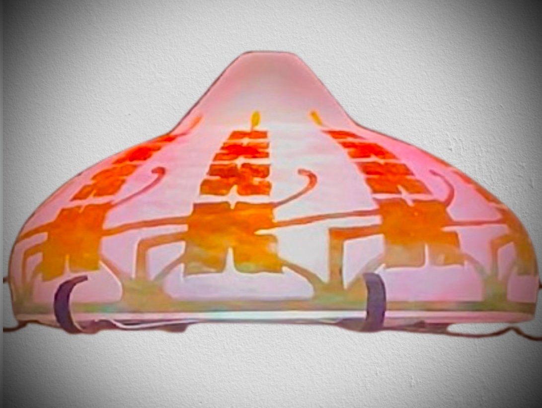 French Glass Lamp With Clematis Decor -photo-4