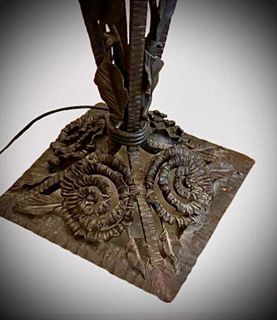 French Glass Lamp With Clematis Decor -photo-2