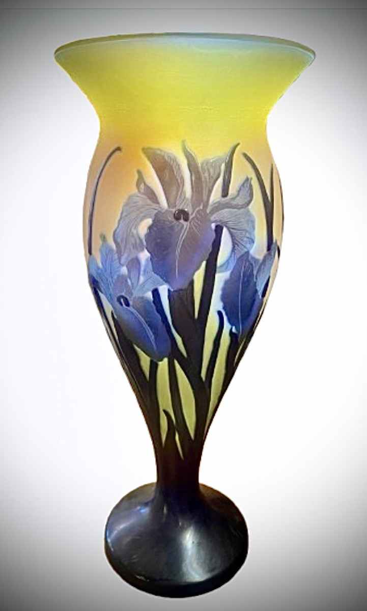 émile Gallé Baluster Vase With Iris Decoration 