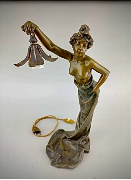 E.villanis Double Patina Bronze Lamp 