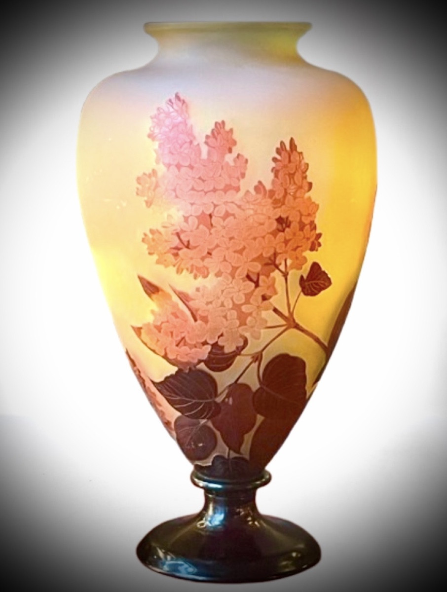 Gallé vase à décor de lilas-photo-4