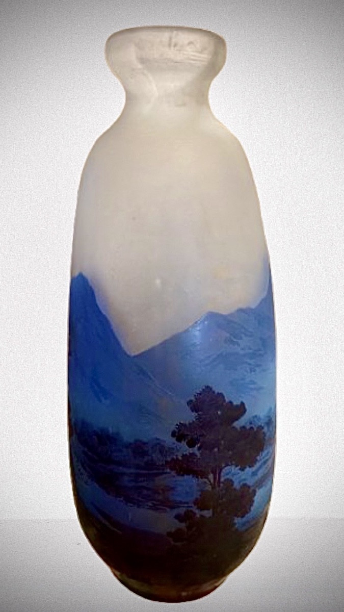 Gallé vase ligne bleue des Vosges -photo-3