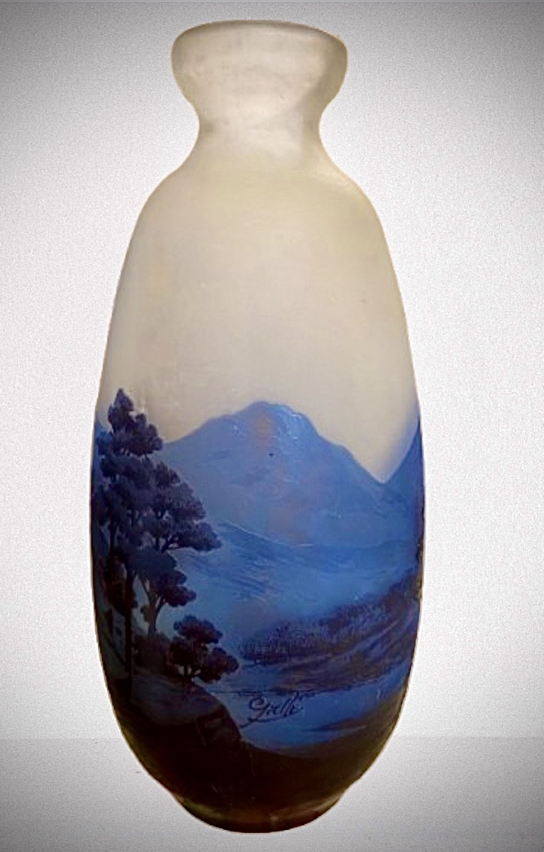 Gallé vase ligne bleue des Vosges -photo-2
