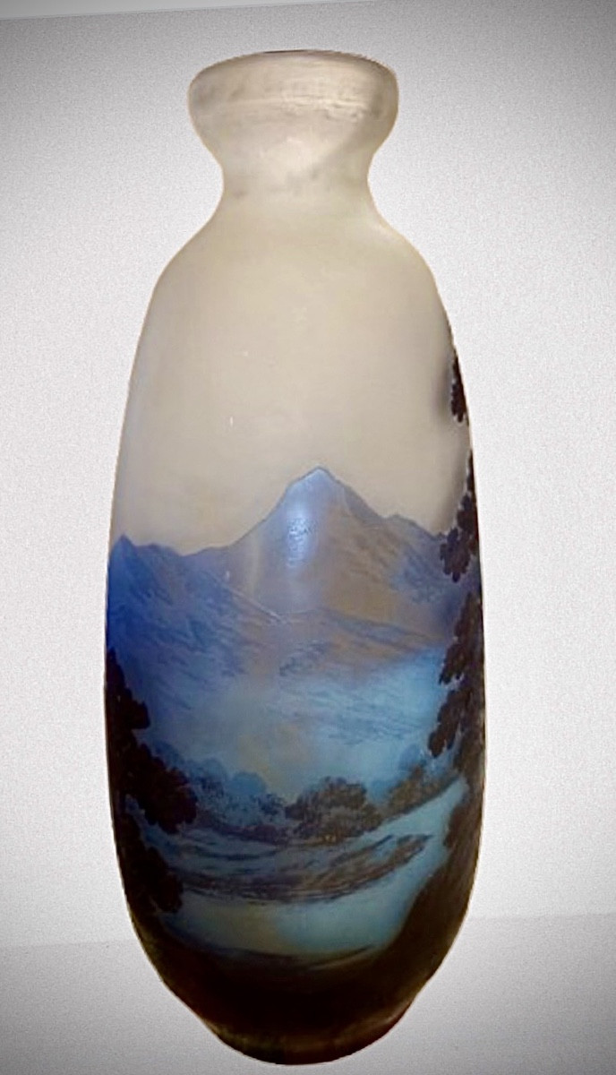Gallé vase ligne bleue des Vosges -photo-3