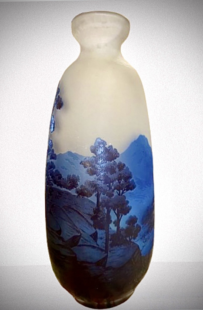 Gallé vase ligne bleue des Vosges 