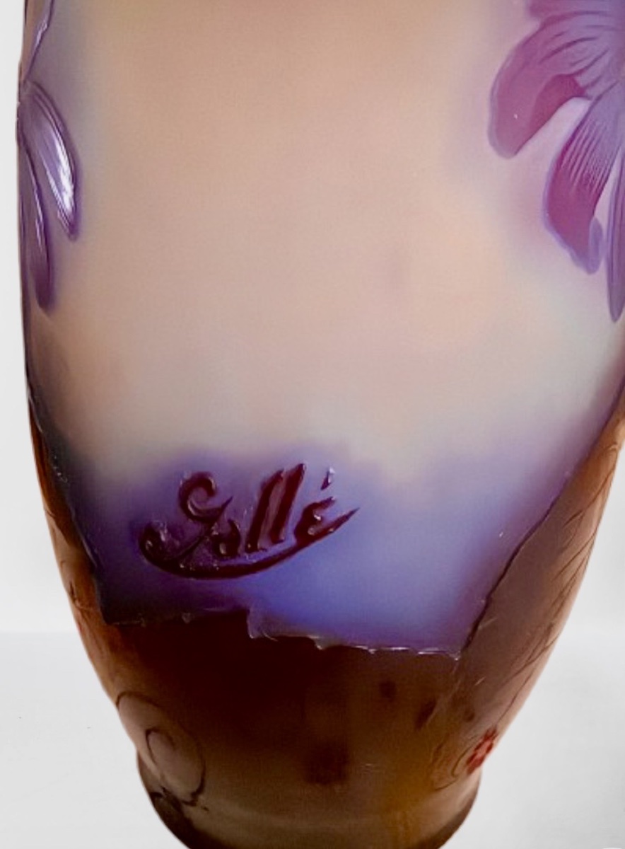 Émile GALLÉ vase a décor de Marguerittes -photo-3
