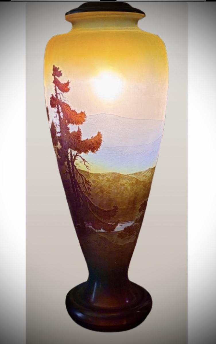 "blue Vosges Line" Vase Gallé -photo-4