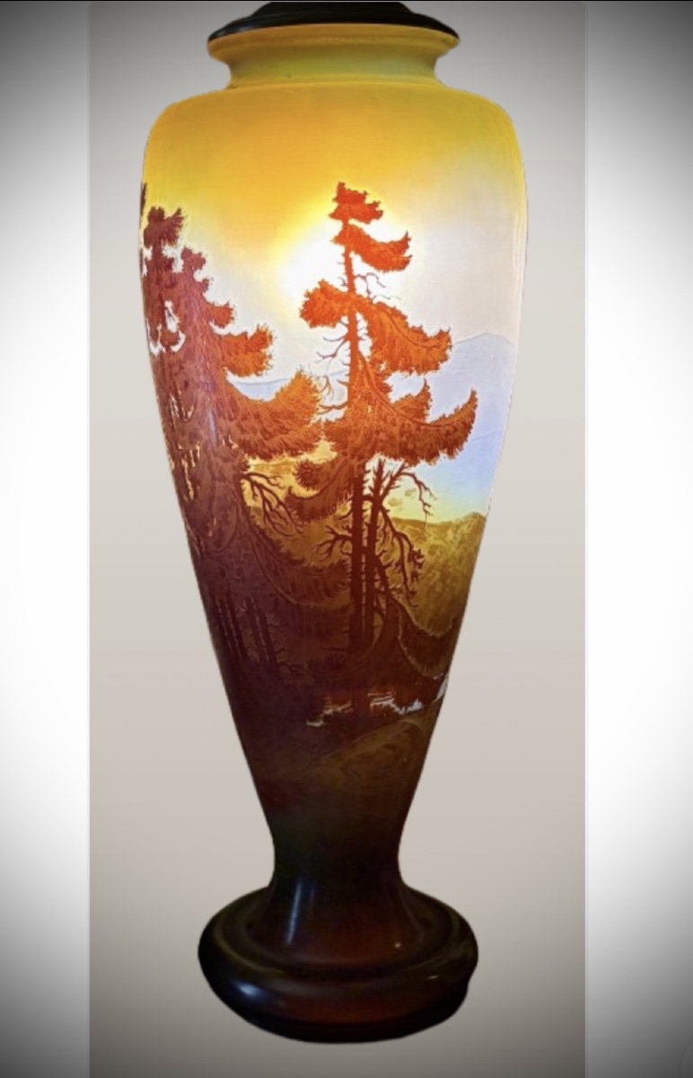 "blue Vosges Line" Vase Gallé -photo-5
