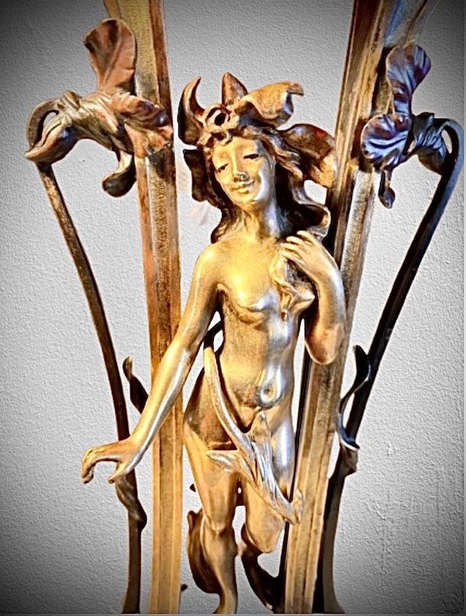 Important Art Nouveau Bronze Lamp By J. Pfeffer-photo-6