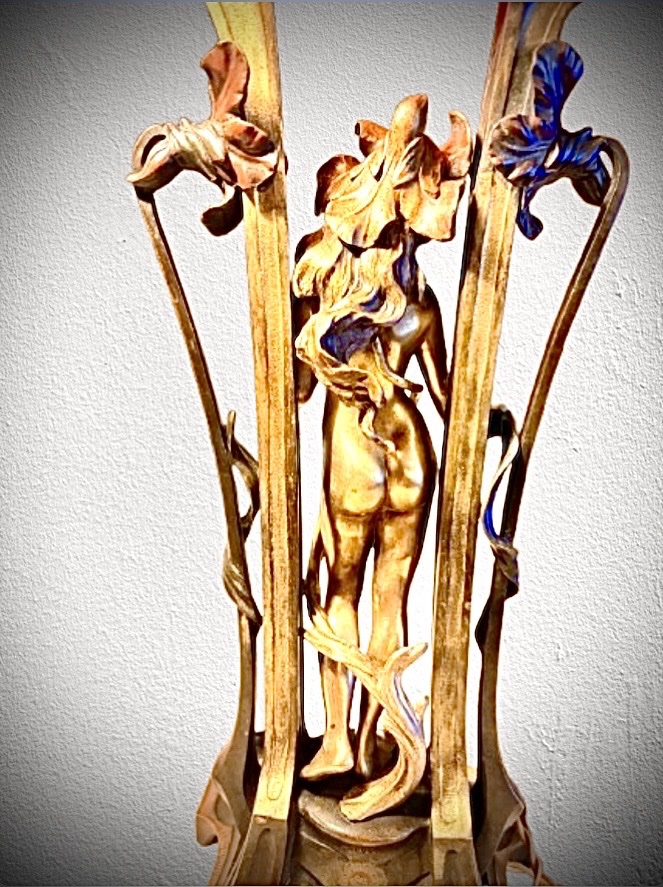 Important Art Nouveau Bronze Lamp By J. Pfeffer-photo-7