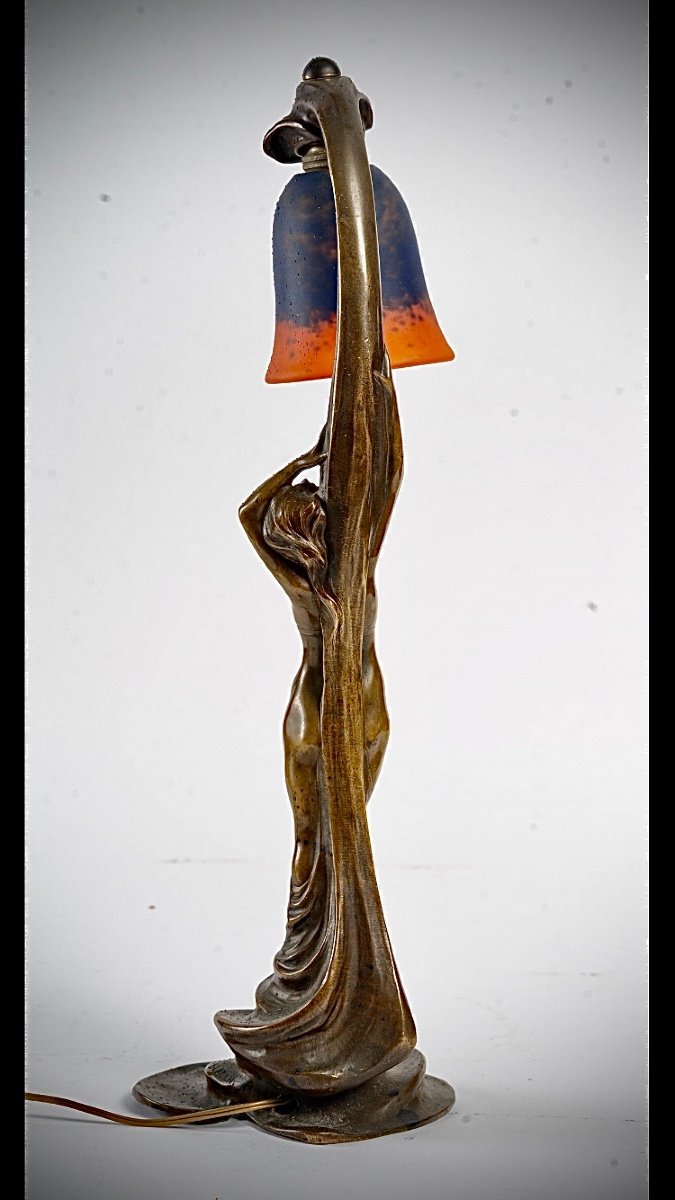 Lampe Art Nouveau En Bronze De Gyula Betlen (1879/1962)-photo-2