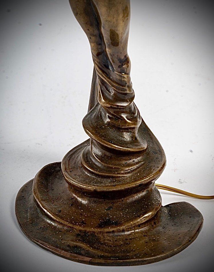 Lampe Art Nouveau En Bronze De Gyula Betlen (1879/1962)-photo-4