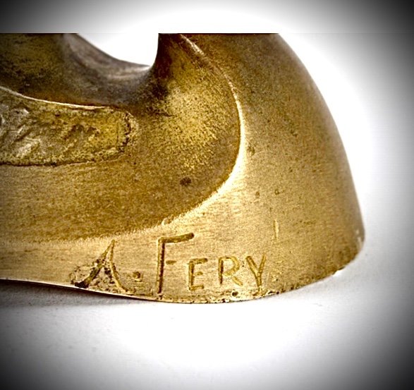 Art Nouveau Golden Bronze Vase Signed A.fery Fondu By Louchet-photo-1