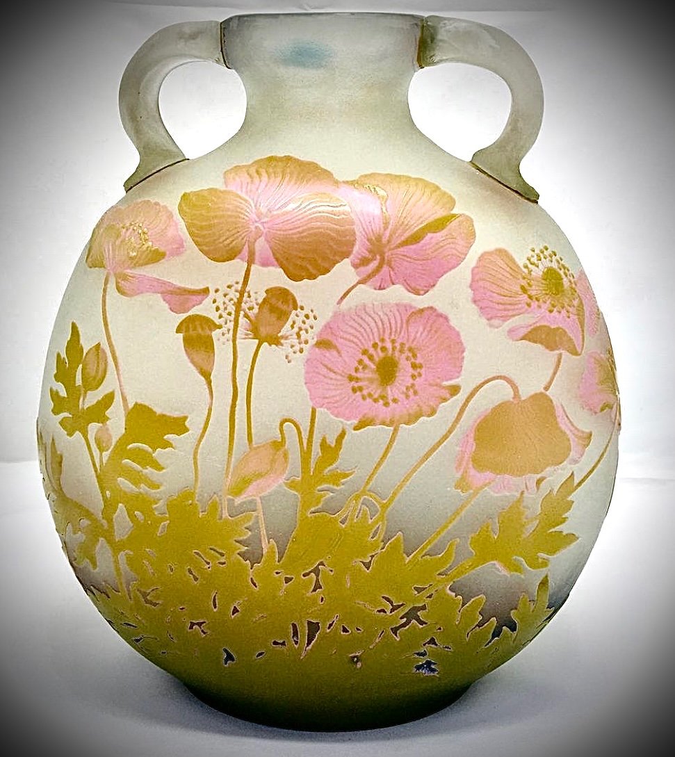 Galle Bottle With Pink Poppy
