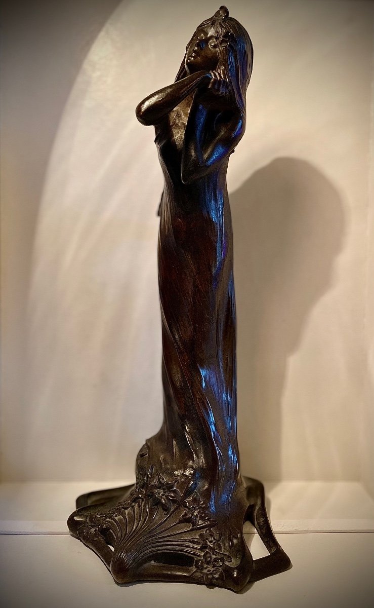 Bronze Art Nouveau De Raphael Charles Peyre 1872/1949 Et Charles Louchet -photo-3