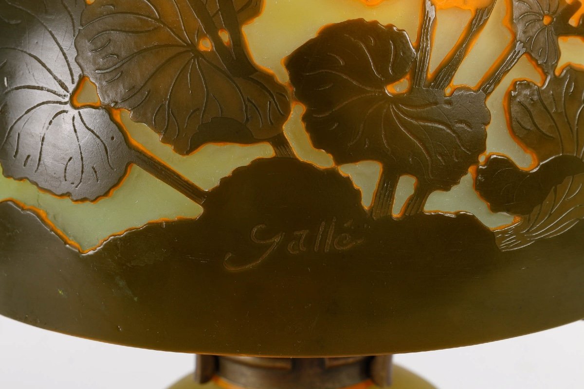 Lampe D Emile Galle A Decor De Renoncules Des Marais -photo-1