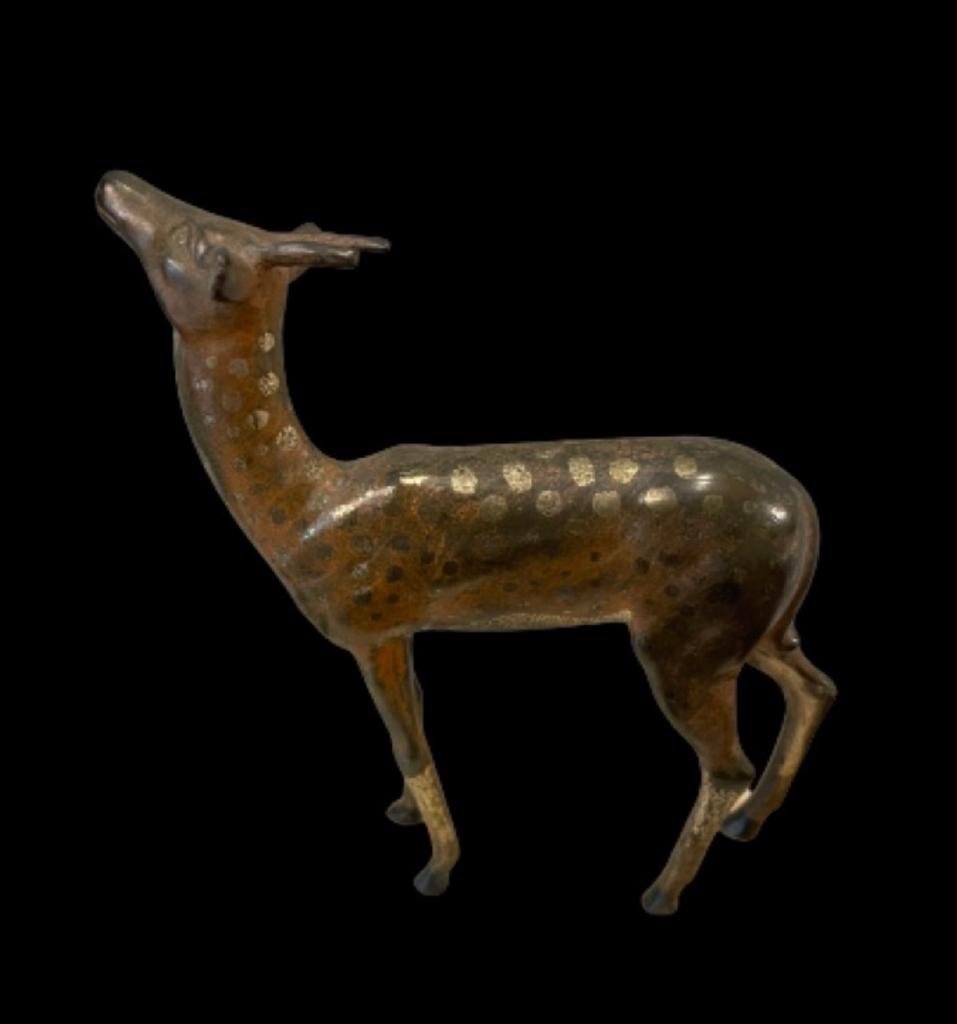 " FEMME A LA BICHE " BRONZE CHRYSELEPHANTINE DE GALLO -photo-3