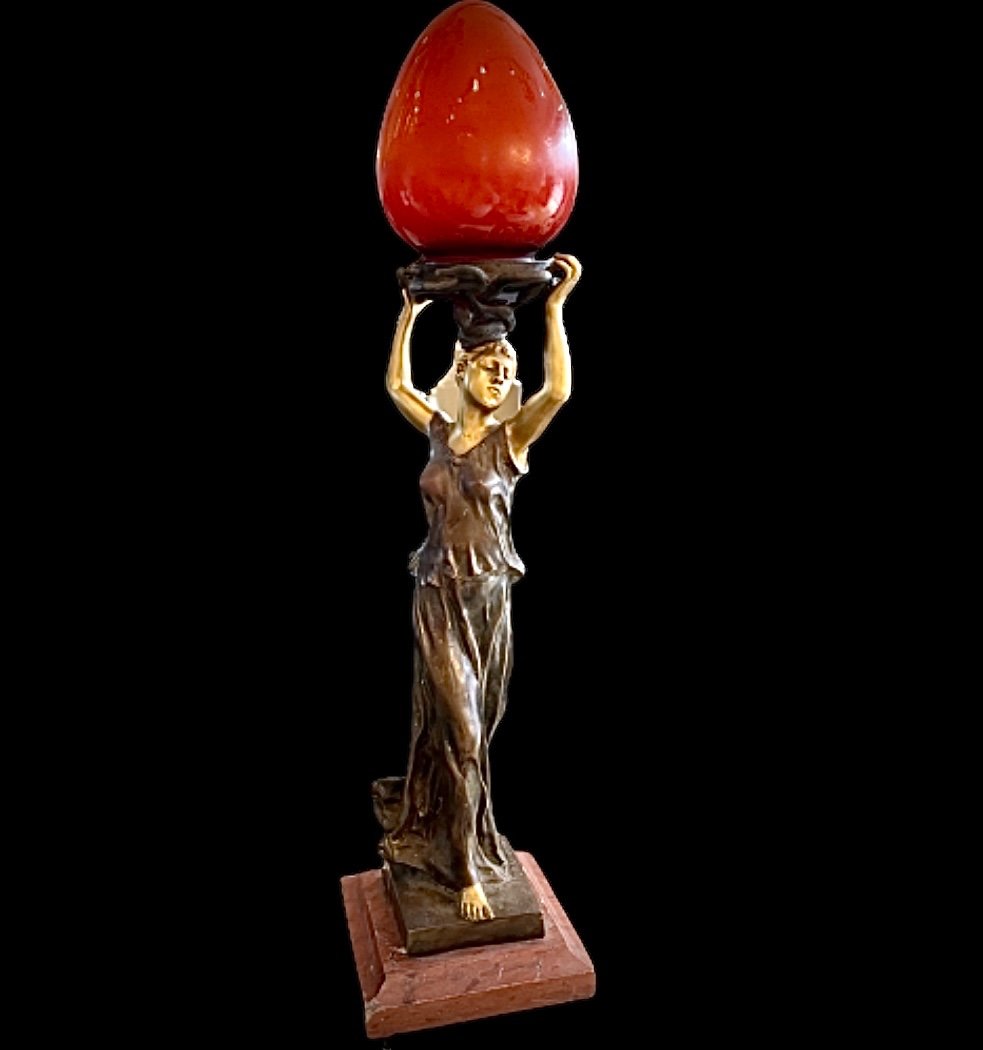 Bronze Lamp By G De Kerveguen 1900