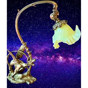 Lampe En Bronze 1900 A Decor D Un Dragon 