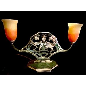 Marionnet Lampe En Bronze Art Deco 