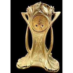 Importante Pendule Art Nouveau En Bronze Doré 