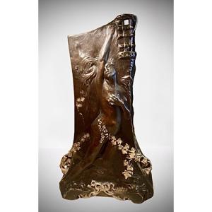 Vase en bronze de Georges  Flamand double patine 