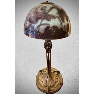 Gallé Lamp With Lotus Design