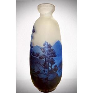 Gallé Vosges Blue Line Vase