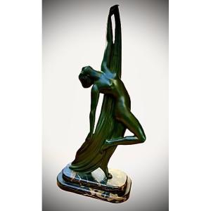 Phillips bronze art déco jeune femme nue a l’écharpe